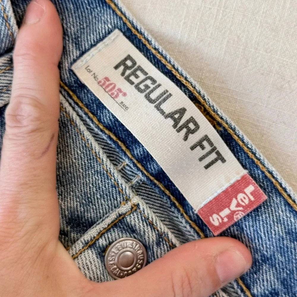 Levis 505‎ Regular Fit Mens Light Wash Blue Denim Jeans 34x30
